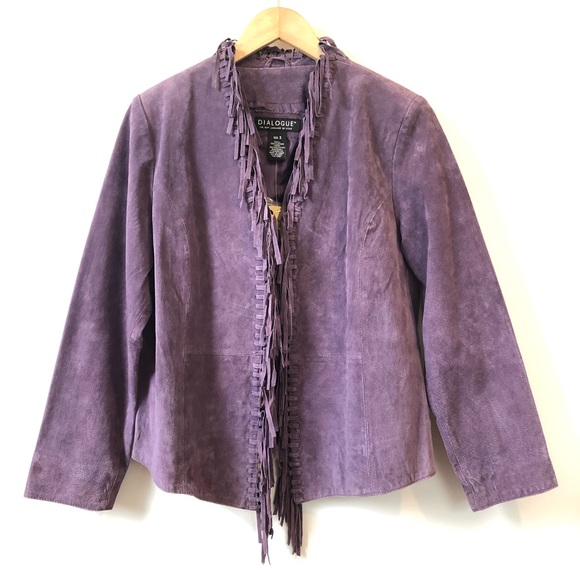 Dialogue Jackets & Blazers - Vintage Dialogue Purple Fringed Suede Jacket